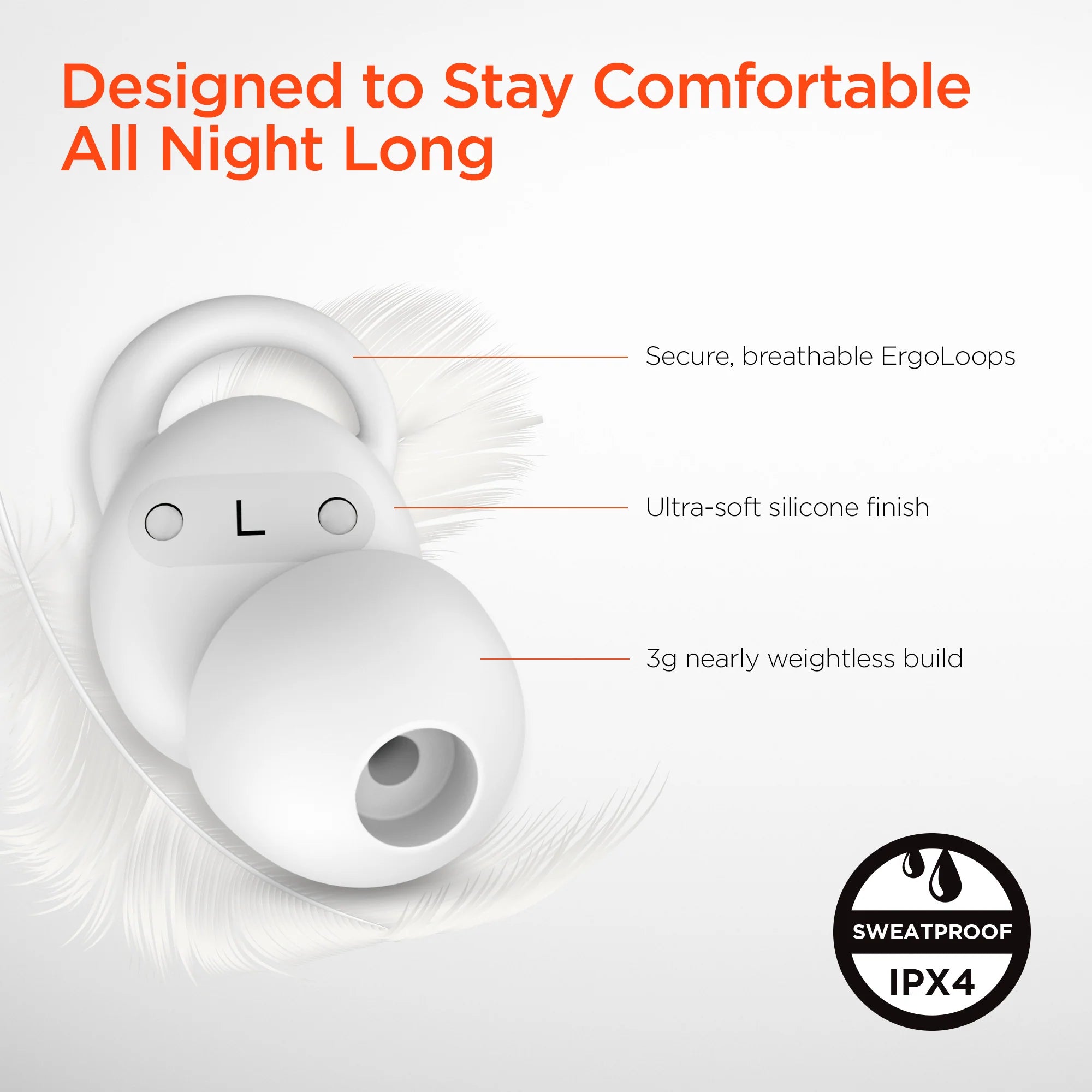 Hypergear SleepEEZ Mini Noise-Blocking True Wireless Earbuds for Sleeping - White