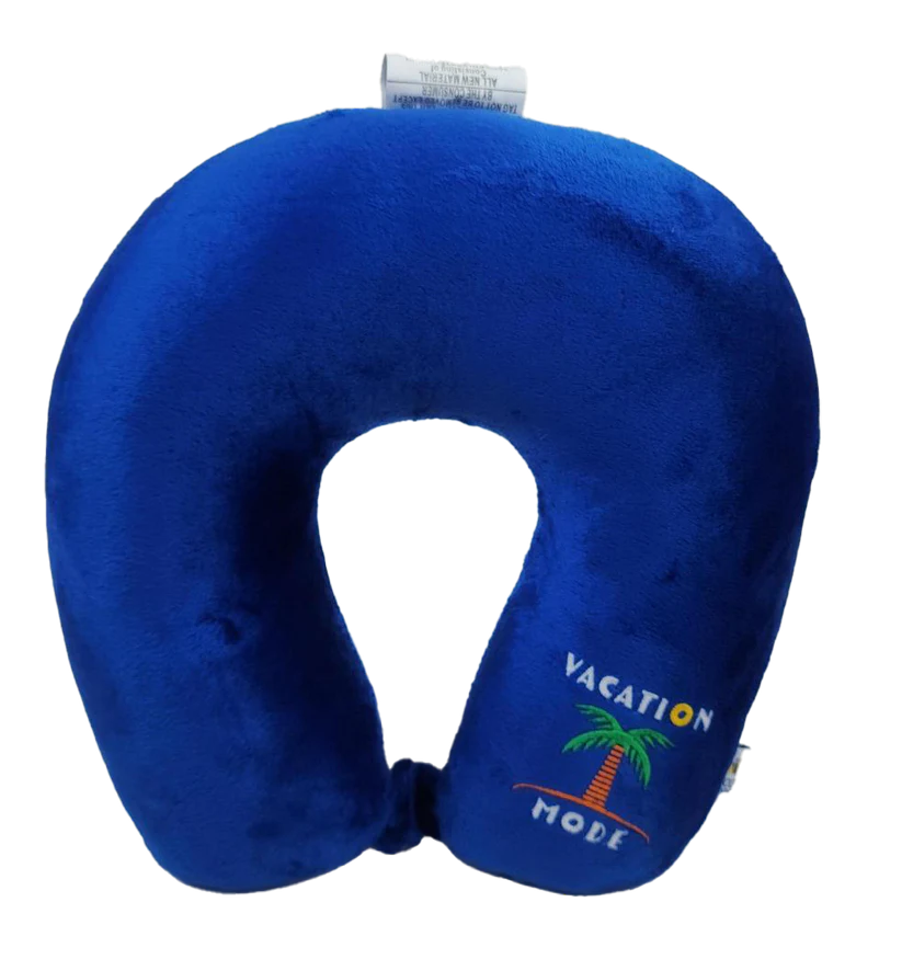 Wolf Essentials Fiber Filled Neck Pillow -  Blue Vacation Mode