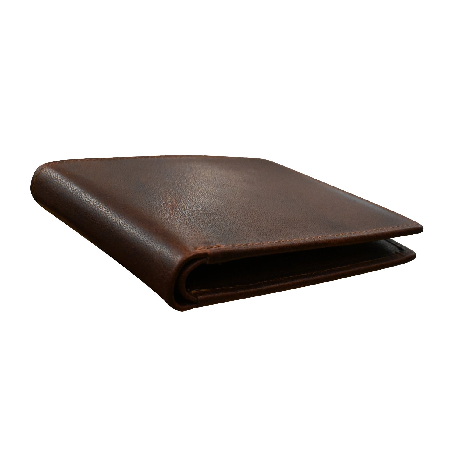 Buffalo Leather RFID 2 Fold Slim Wallet - Brown