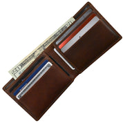 Buffalo Leather RFID 2 Fold Slim Wallet - Brown