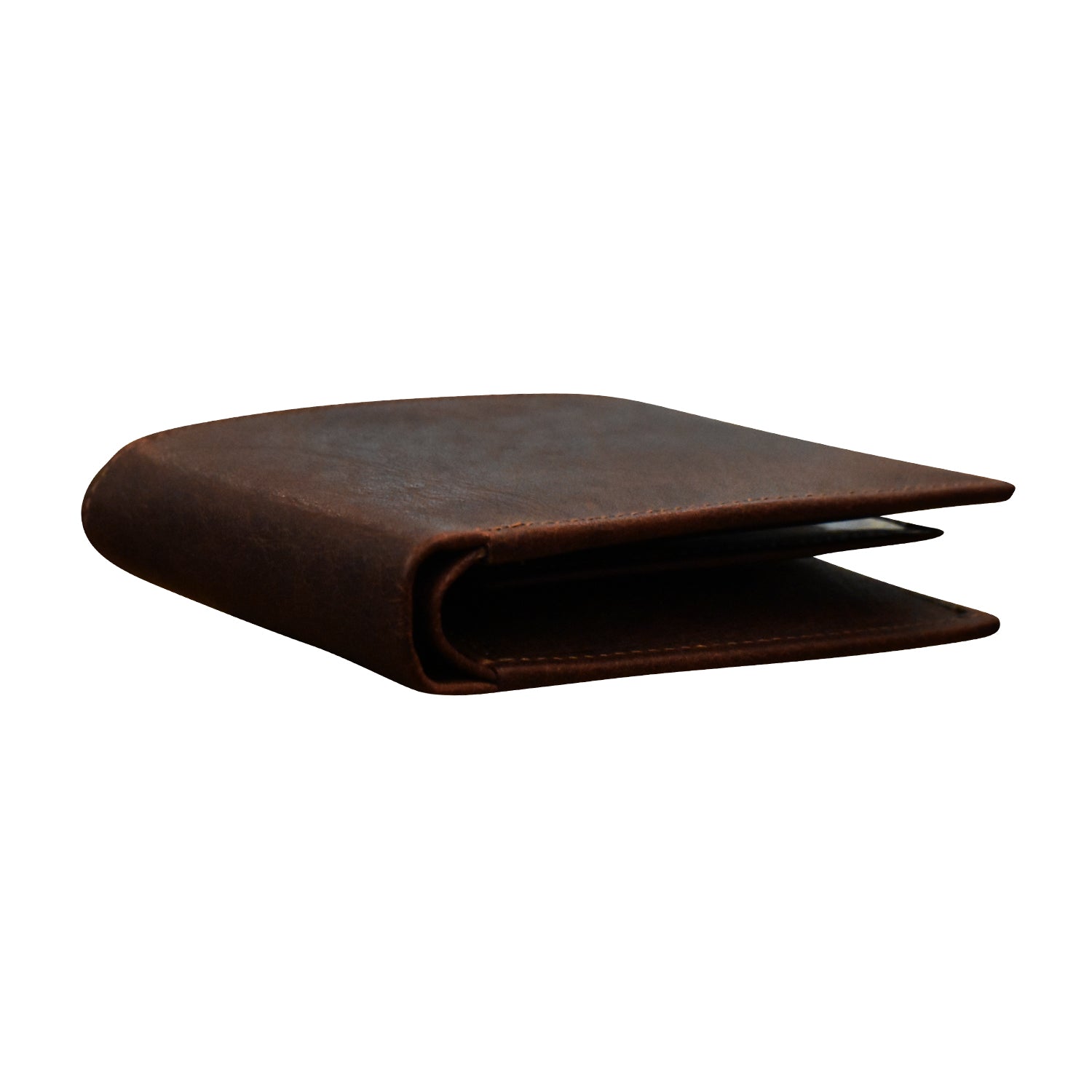 Buffalo Leather RFID 2 Fold ID Wallet - Brown