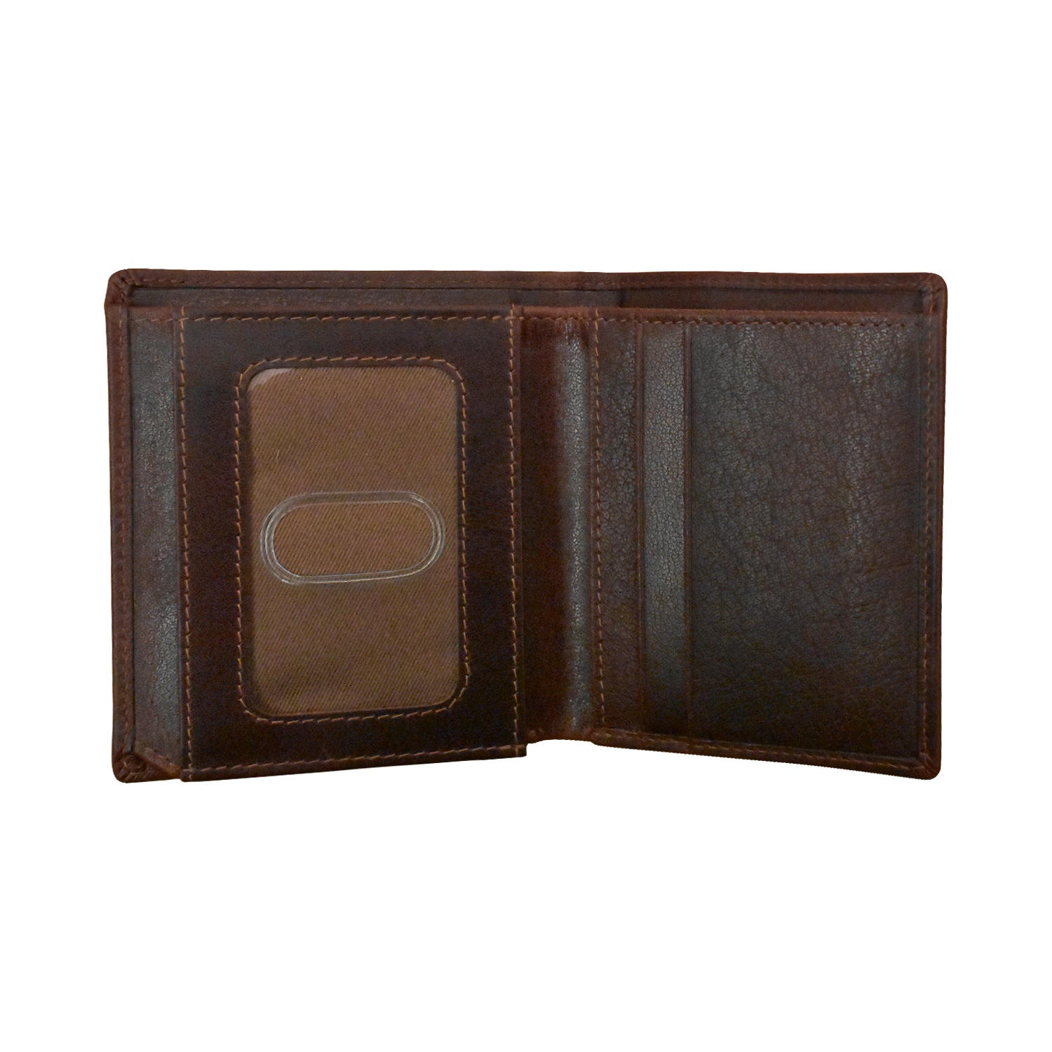 Cheyenne Leather RFID Extra Page ID 2-Fold Wallet - Brown Distressed