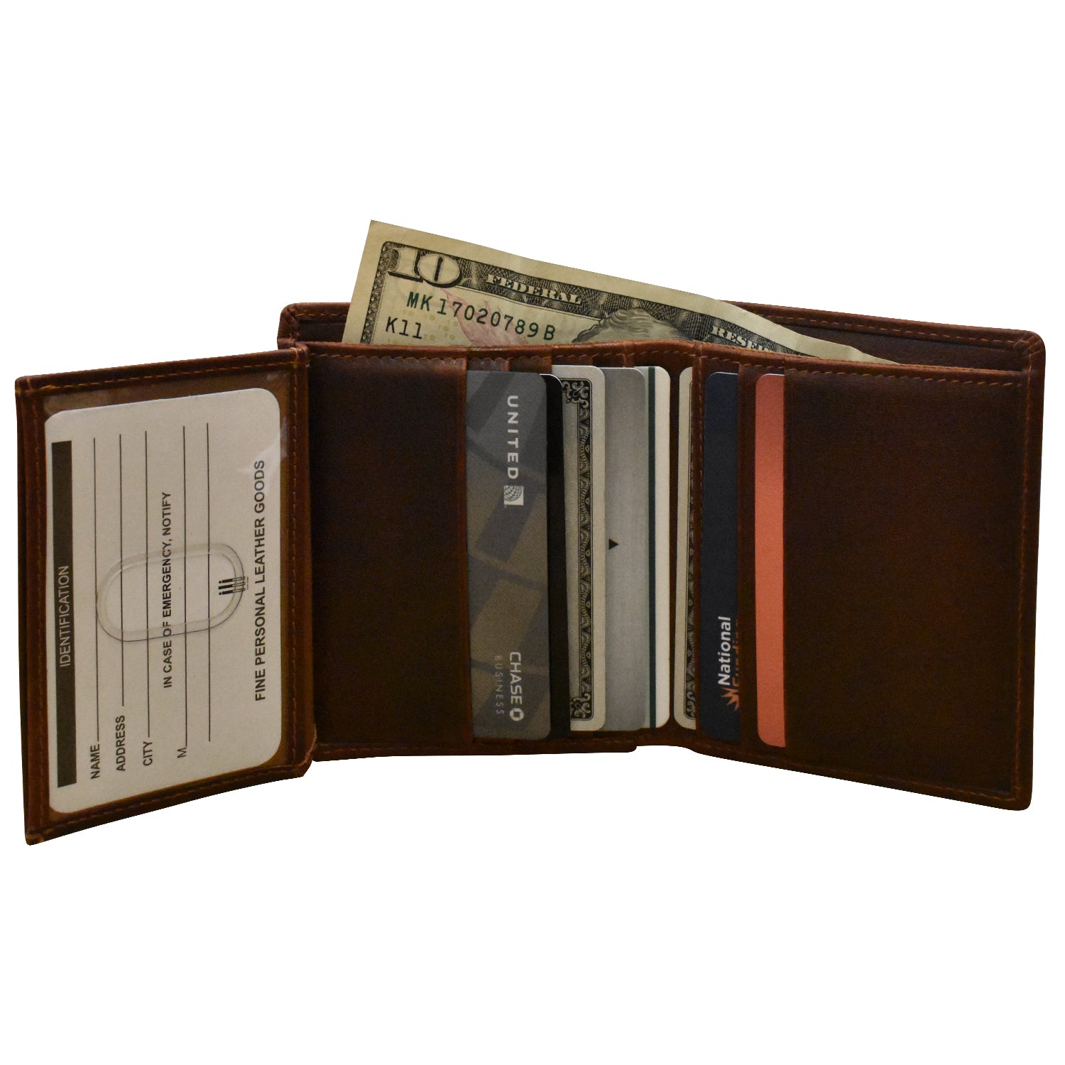 Cheyenne Leather RFID Extra Page ID 2-Fold Wallet - Brown Distressed