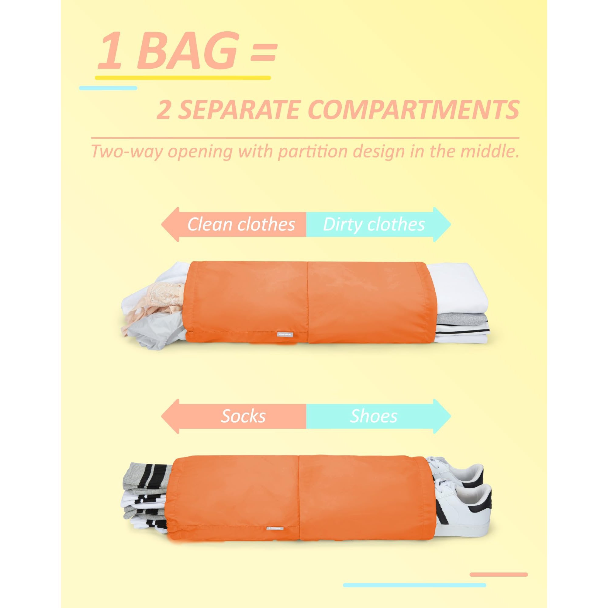 Bagsmart Compression Packing Cubes 6 Piece Set - Orange