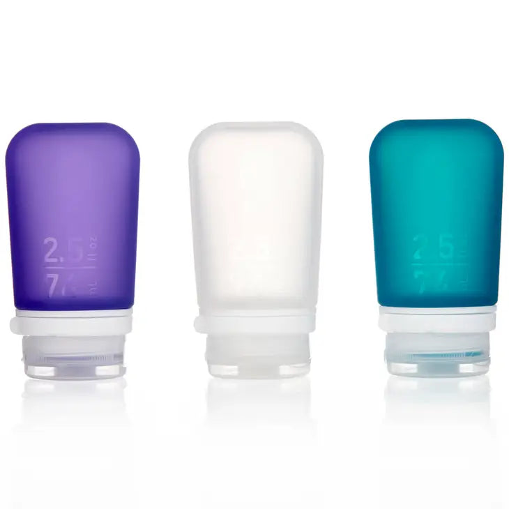 Humangear GoToob+ 3 Pack 2.5 oz - Clear/Purple/Teal