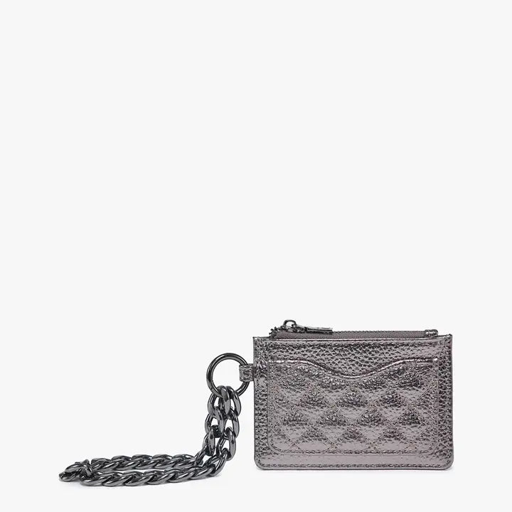 Jen & CO. Rhodes Quilted Wallet w/ Chain Bangle - Gun Metal