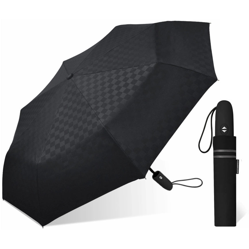 Chaby International Weatherproof 42" Auto Mini Umbrella - Embossed Black