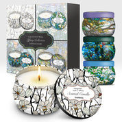 RainCaper Tiffany Floral Scented Candle Collection Set of 4 Tins