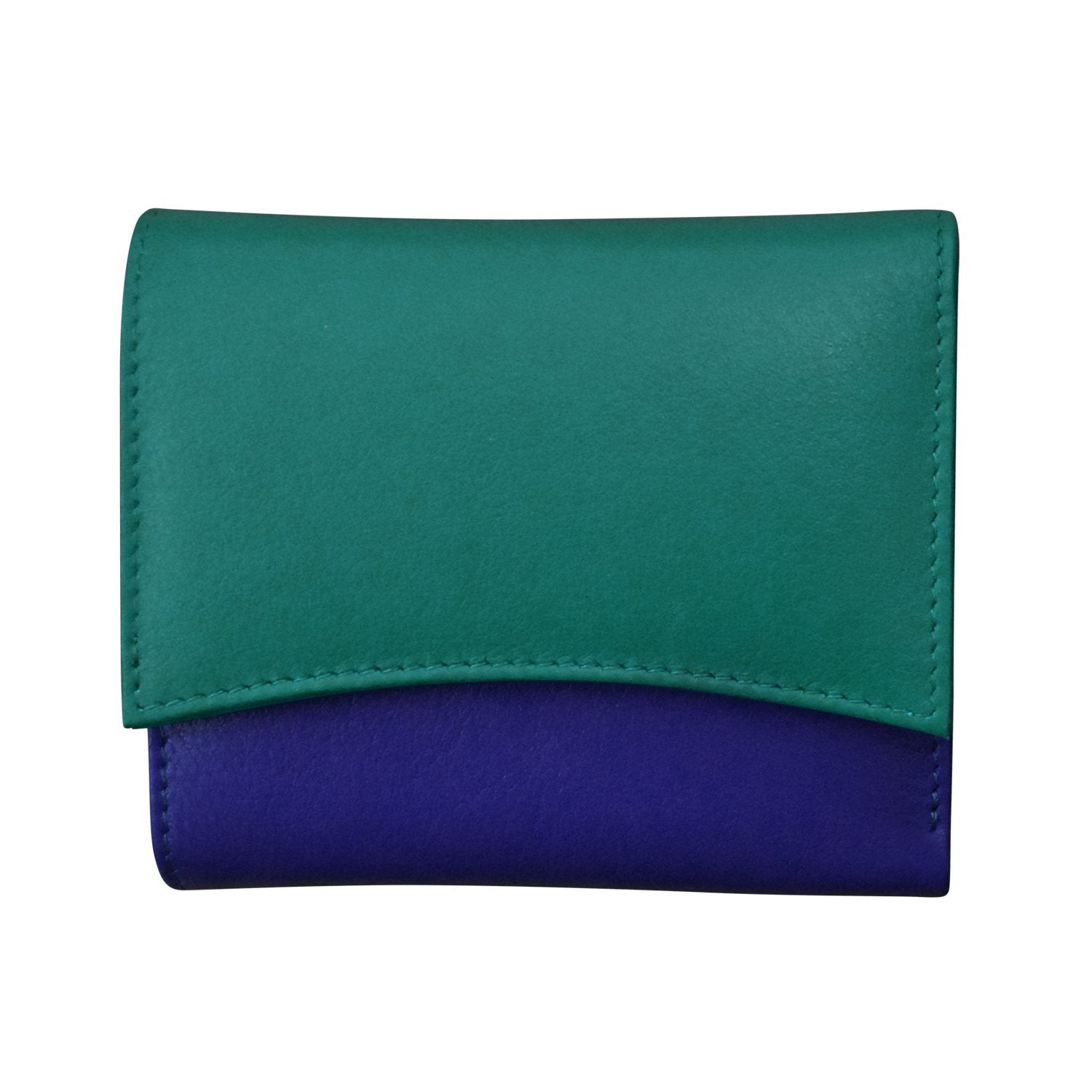 ILI New York Leather RFID Two Tone Pocket Wallet - Aqua/Cobalt