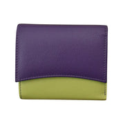 ILI New York Leather RFID Two Tone Pocket Wallet - Purple/Pear