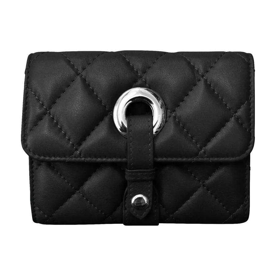 ILI New York RFID Quilted Small Wallet  - Black