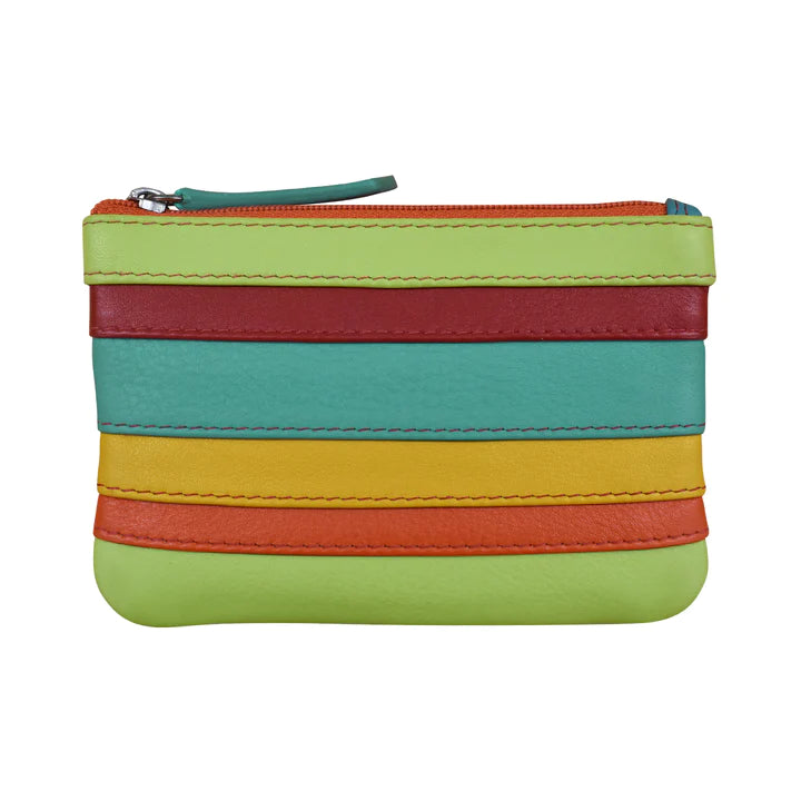 ILI New York Leather Striped Coin Purse - Citrus