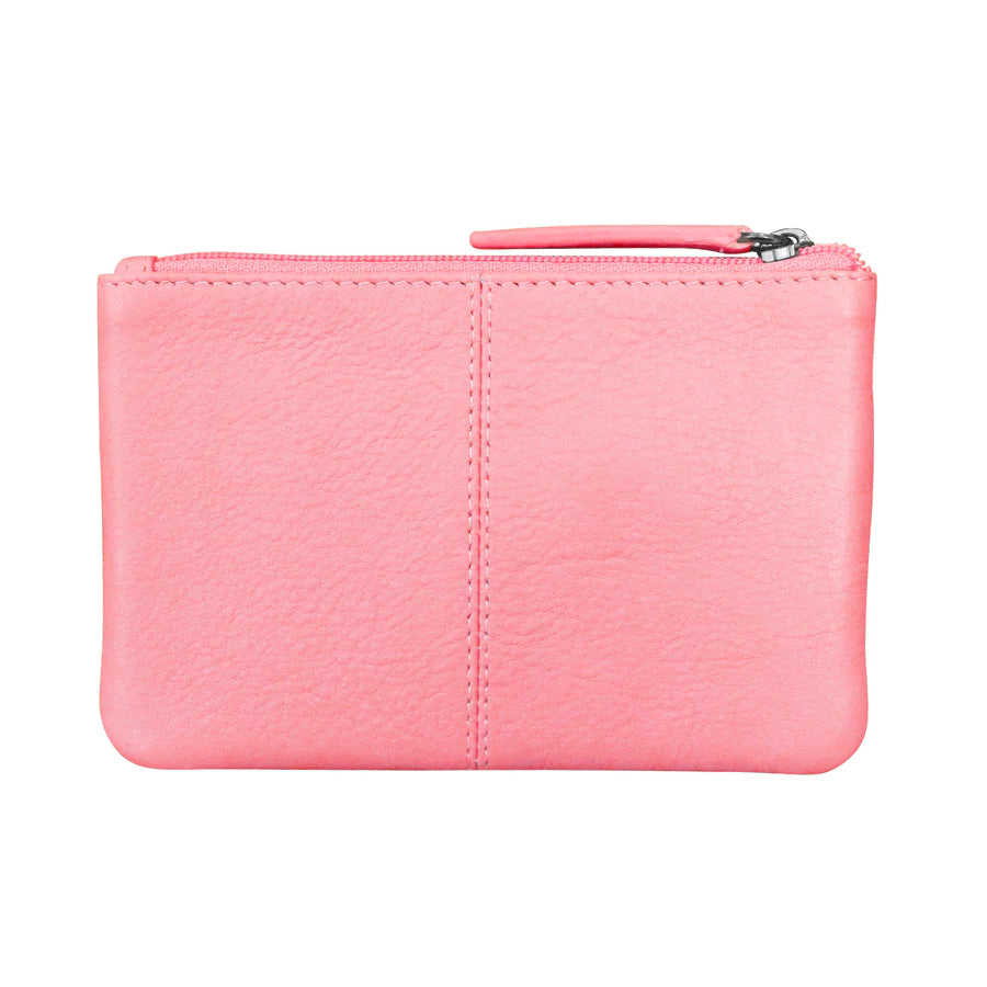 ILI New York  Leather Coin Holder with Key Ring - Flamingo Pink