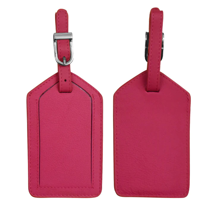 ILI New York Leather Luggage Tag - Indian Pink