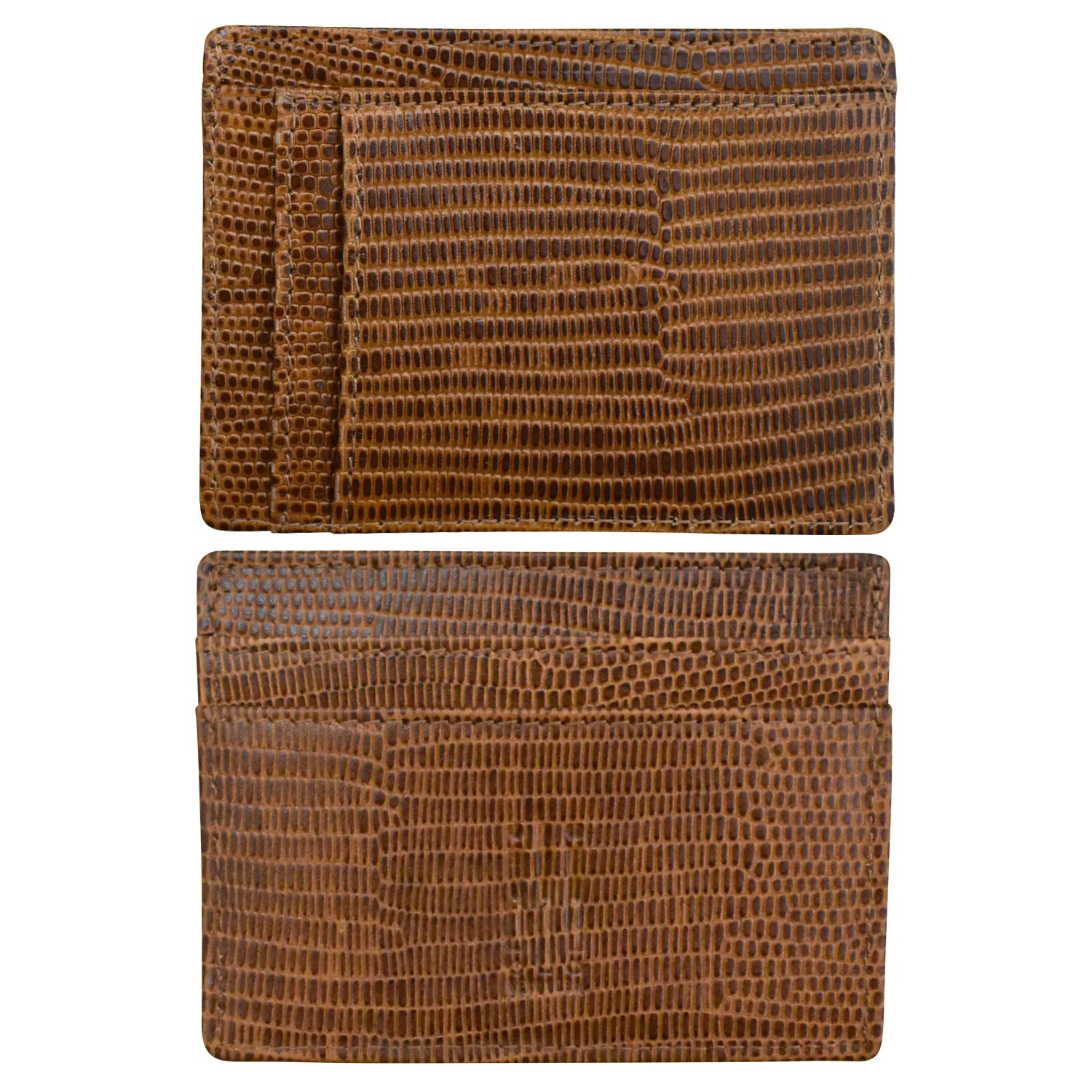 ILI New York Leather RFID Pocket Card Holder - Cedar Lizard