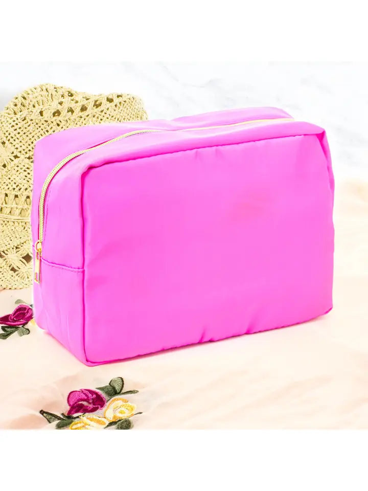 Suzie Q USA X Large Colored Cosmetic Nylon Bag - Hot Pink