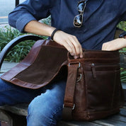 Jack Georges Leather Voyager Messenger Bag - Brown