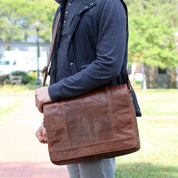 Jack Georges Leather Voyager Messenger Bag - Brown