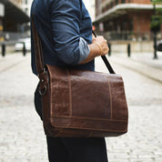 Jack Georges Leather Voyager Messenger Bag - Brown