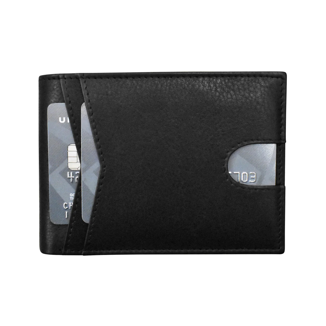 ILI  Men's Wallet Premium Leather Front Pocket Bifold - Black