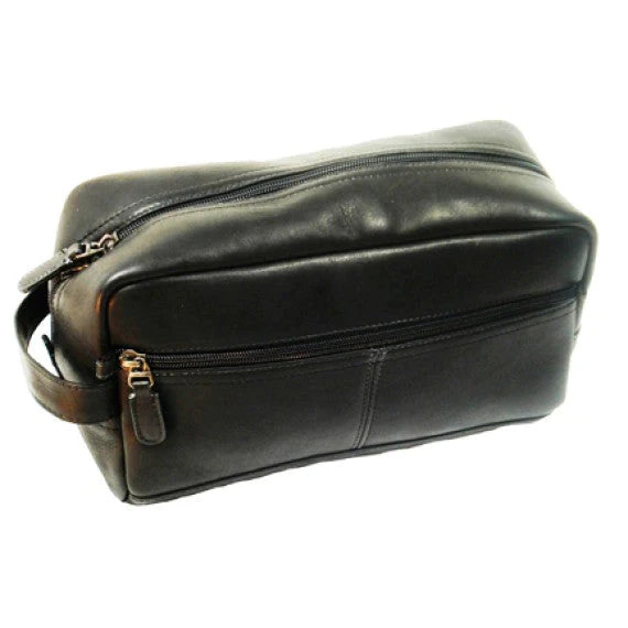 Dorado Leather Zip Travel Toiletry Kit - Black