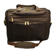 DayTrekr Expandable Leather Briefcase - Brown