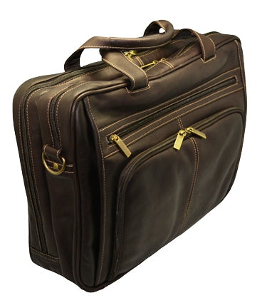 DayTrekr Expandable Leather Briefcase - Brown