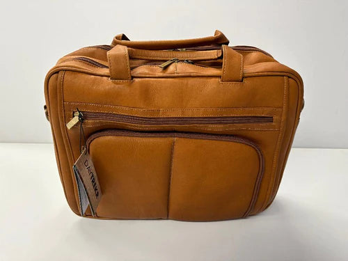 DayTrekr Expandable Leather Briefcase - Tan