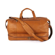 DayTrekr Leather Drop-Bottom Duffel - Tan