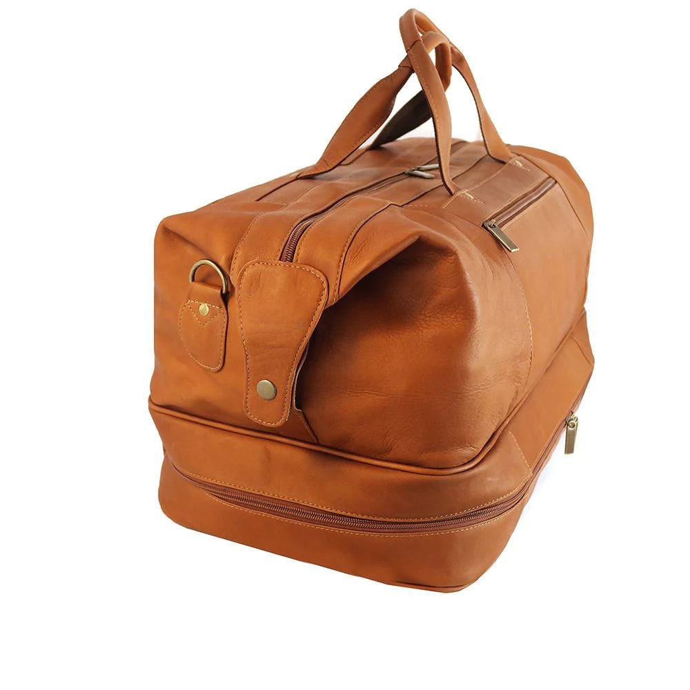 DayTrekr Leather Drop-Bottom Duffel - Tan