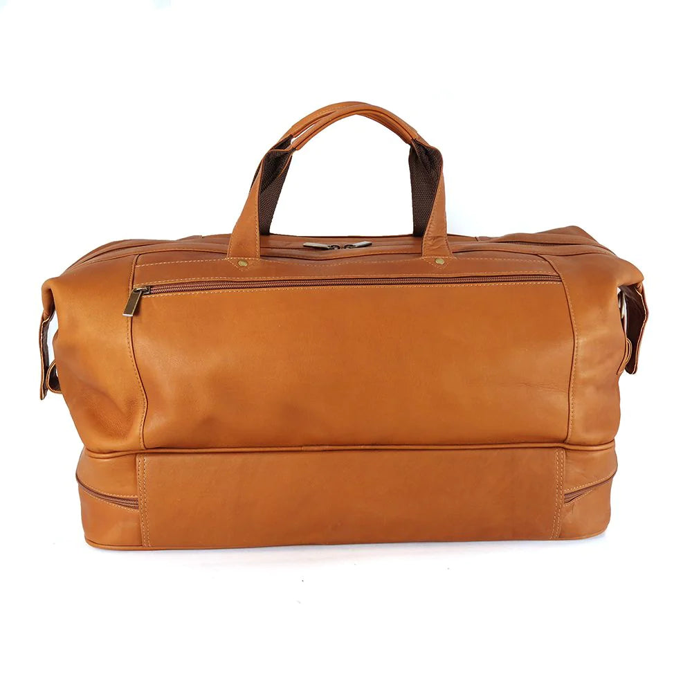 DayTrekr Leather Drop-Bottom Duffel - Tan