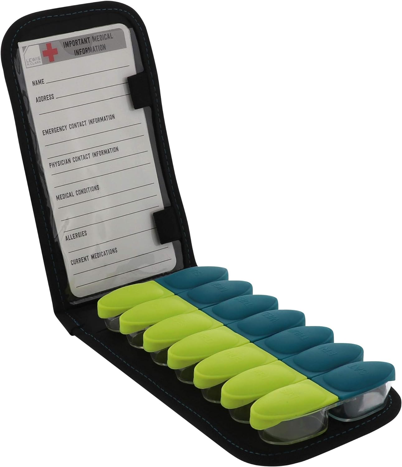 Lewis N. Clark Lift™ Magnetic Pill Organizer with Case - Turquoise