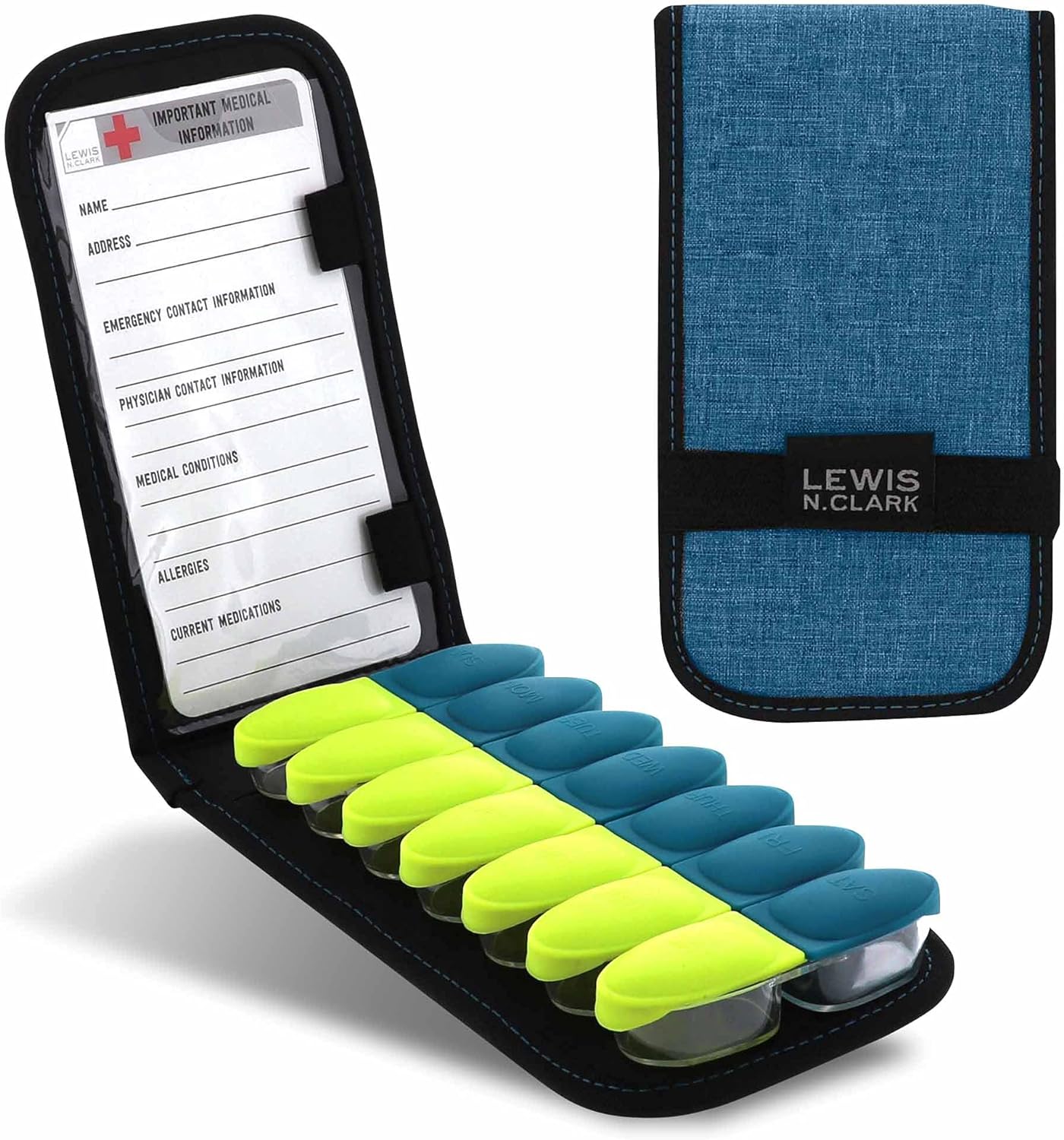 Lewis N. Clark Lift™ Magnetic Pill Organizer with Case - Turquoise