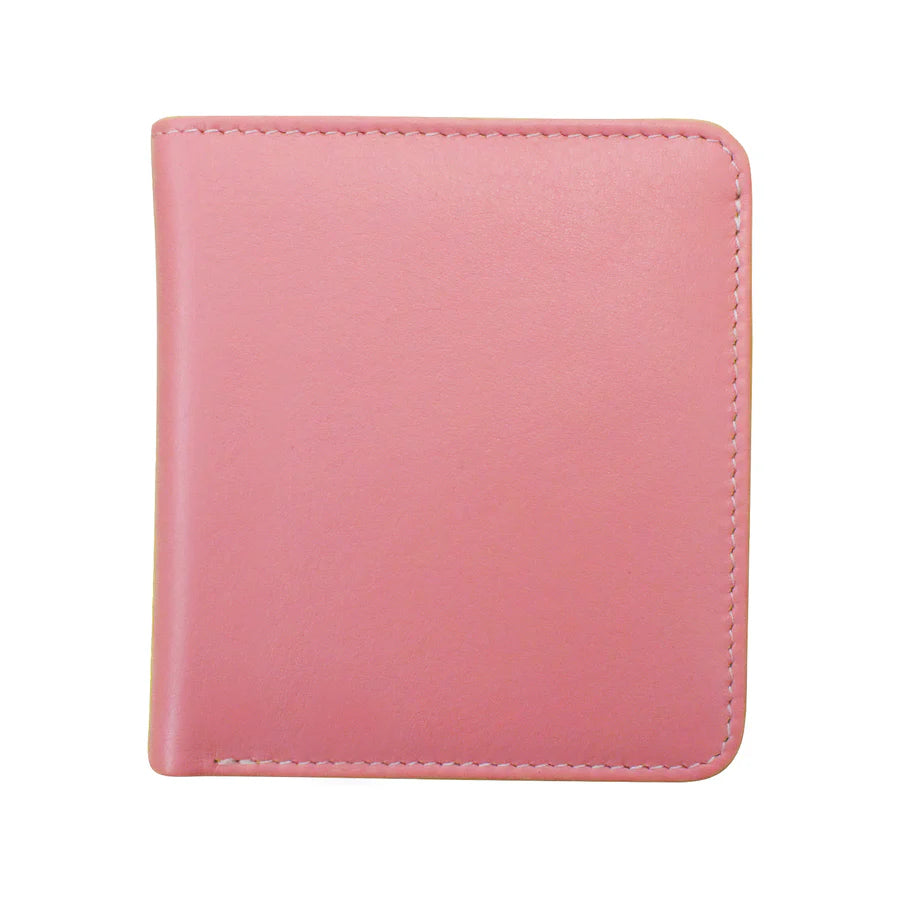 ILI New York RFID Leather 2 Tone Mini Bifold -  Flamingo Pink