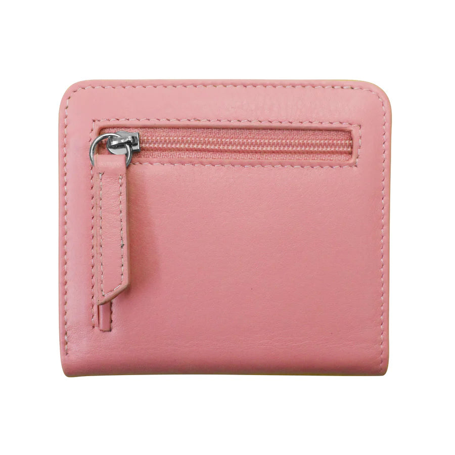 ILI New York RFID Leather 2 Tone Mini Bifold -  Flamingo Pink