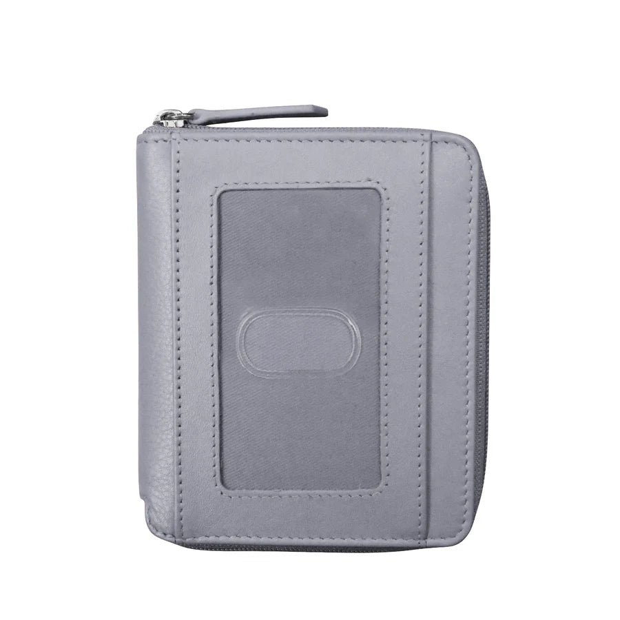 ILI New York RFID Small Zip Around Wallet - Cool Grey