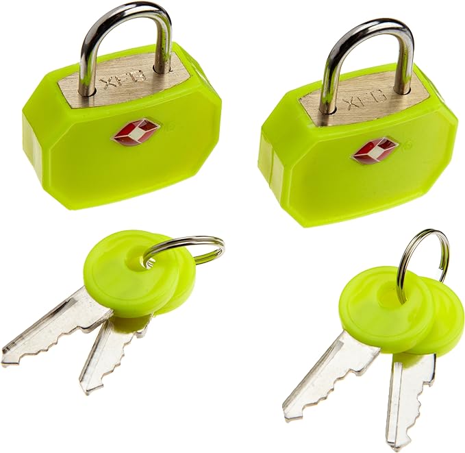 Lewis N Clark Travel Sentry Mini Padlocks , 2-Pack - Neon Yellow