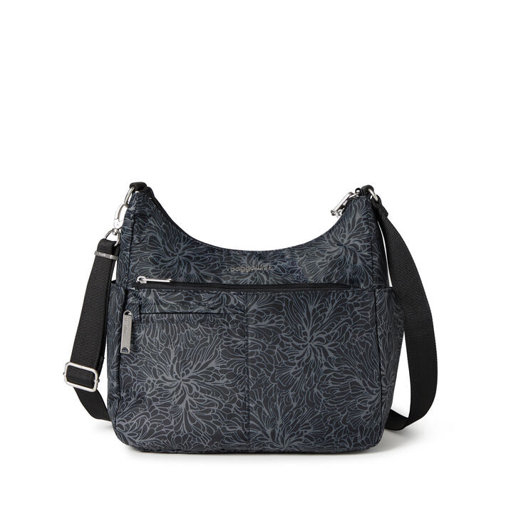 Baggallini Anti-theft Free Time Crossbody - Midnight Blossom Print