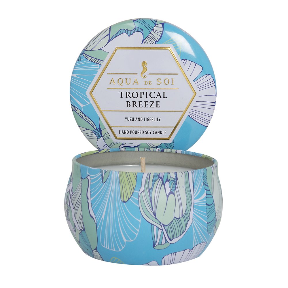 Aqua De SOi Tropical Breeze 4oz Aqua De Soi Candle Tin Front View