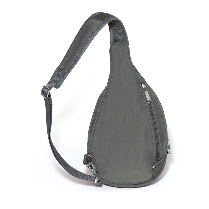 Baggallini Securtex Anti-Theft Multi Zip Sling - Charcoal