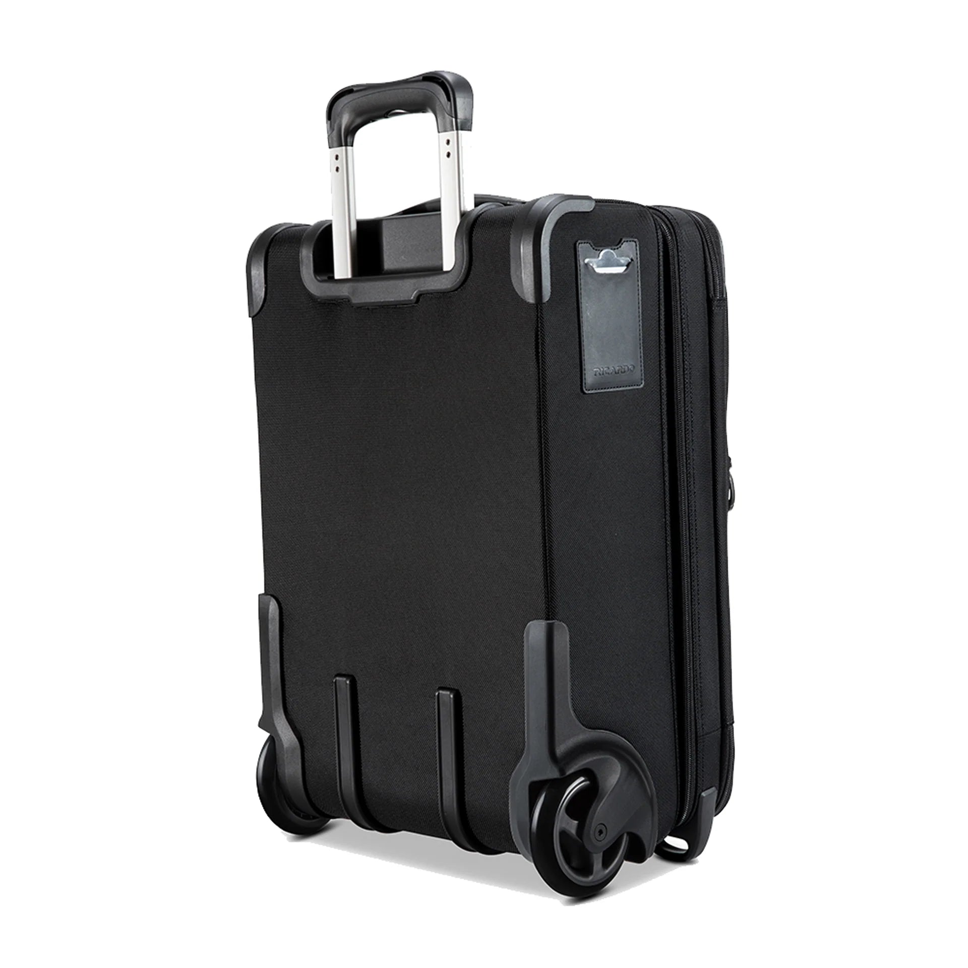 Ricardo Flight Essentials Softside Carry-On - Black, Back and Side View
