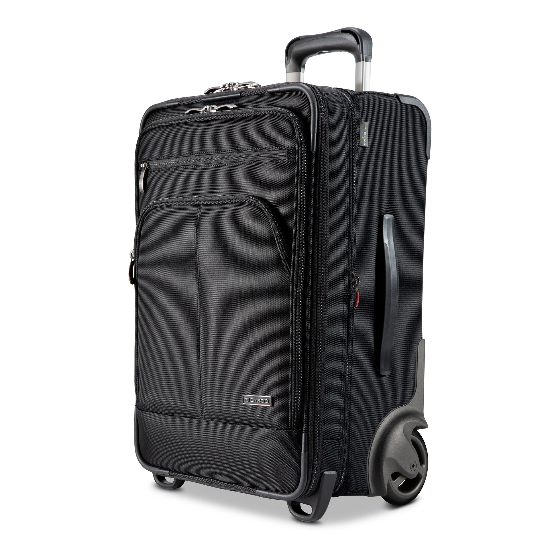 Ricardo Flight Essentials Softside Carry-On - Black, Front and Side View