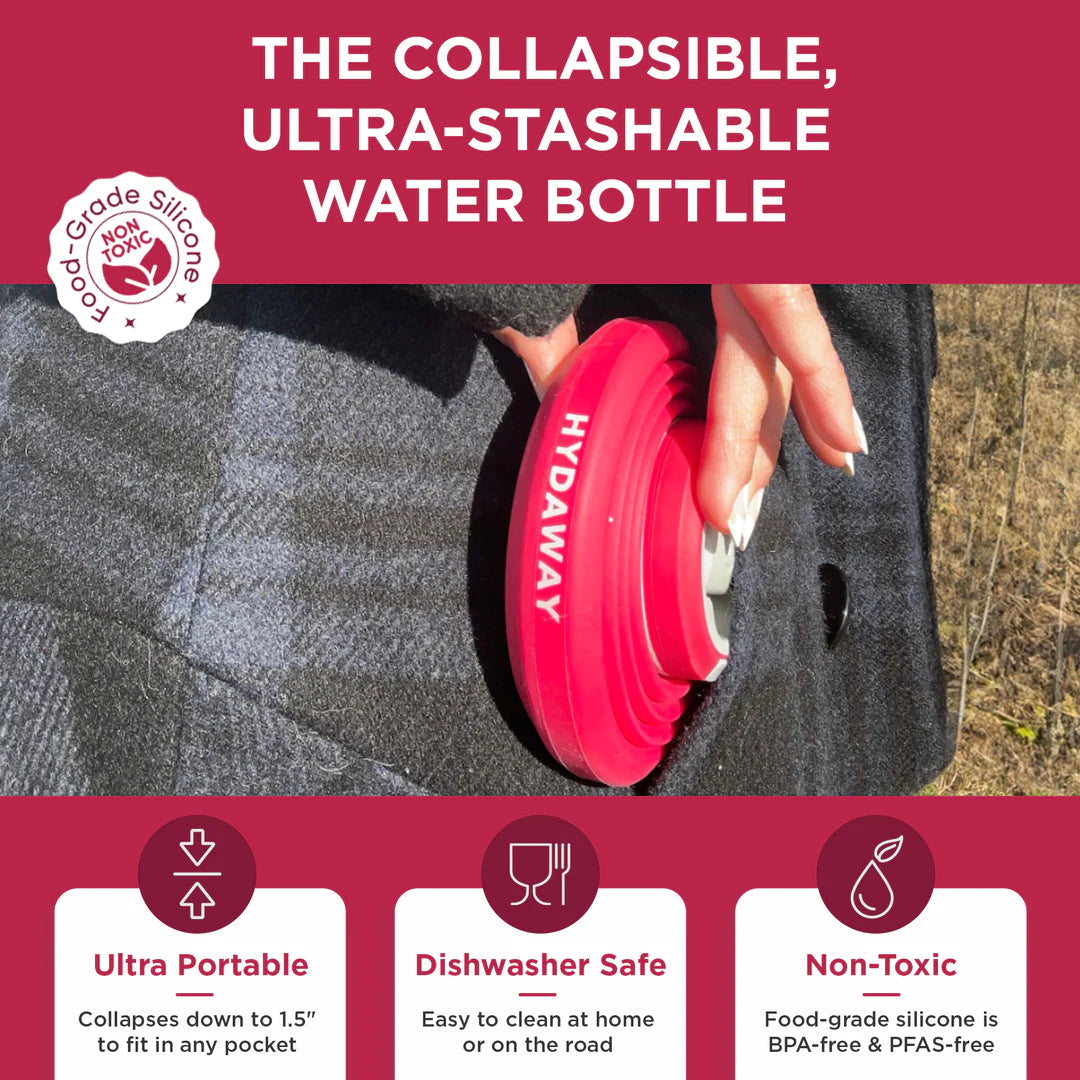 Hydaway Collapsible Water Bottle with Spout 25OZ - Rasberry