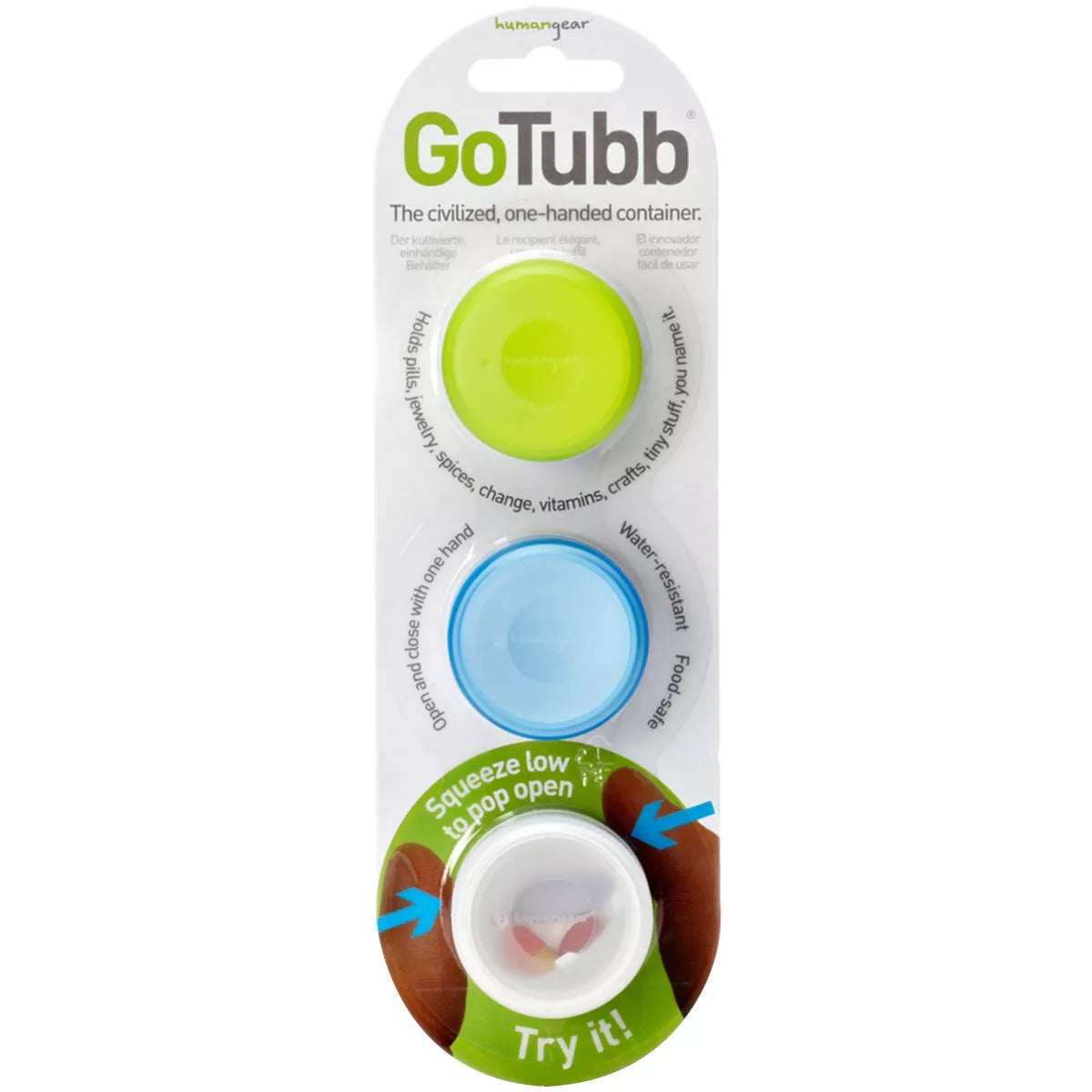 Humangear GoTubb 2OZ- 3Pack - Green/Blue