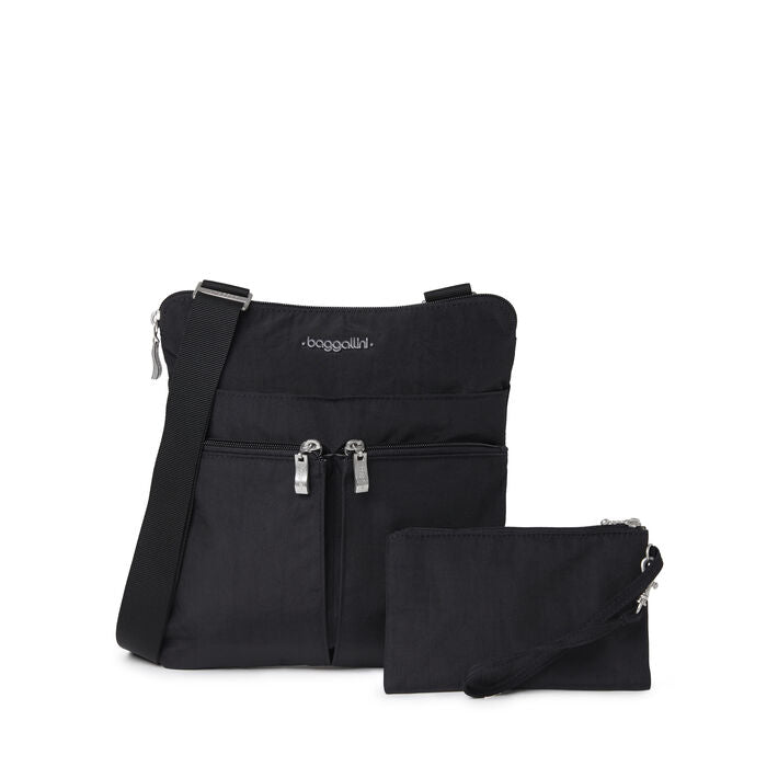 Baggallini Horizon Crossbody - Black with Sand Lining