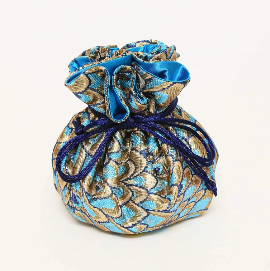 Cathayana Travel Jewelry Pouch - Turquoise & Gold