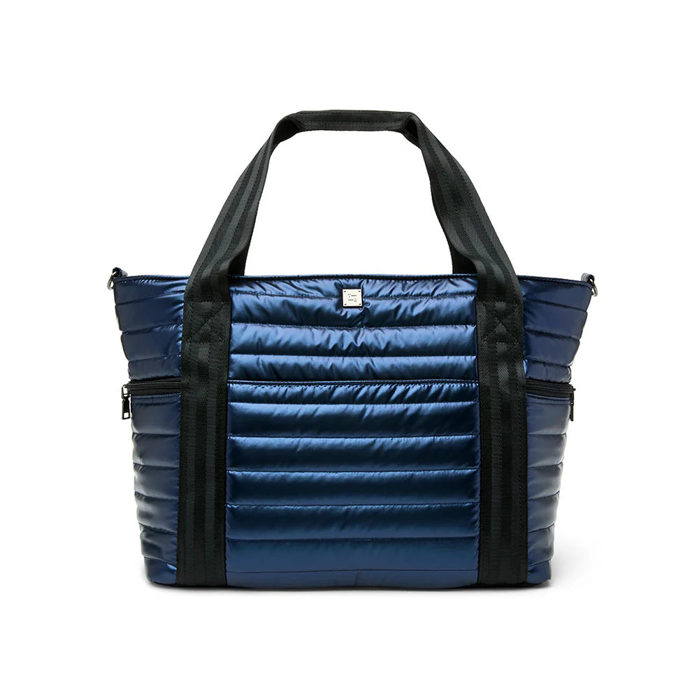 Jetset WIngman puffer Tote indigo with Black handles