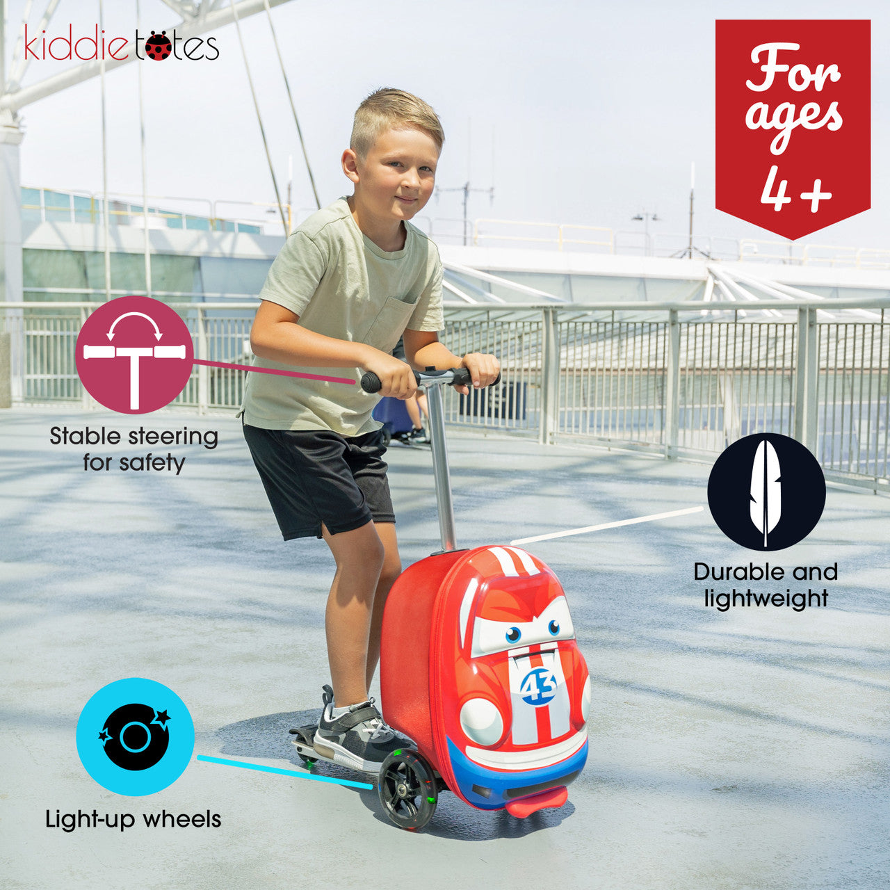 Kiddietotes Race Car Luggage Scooter