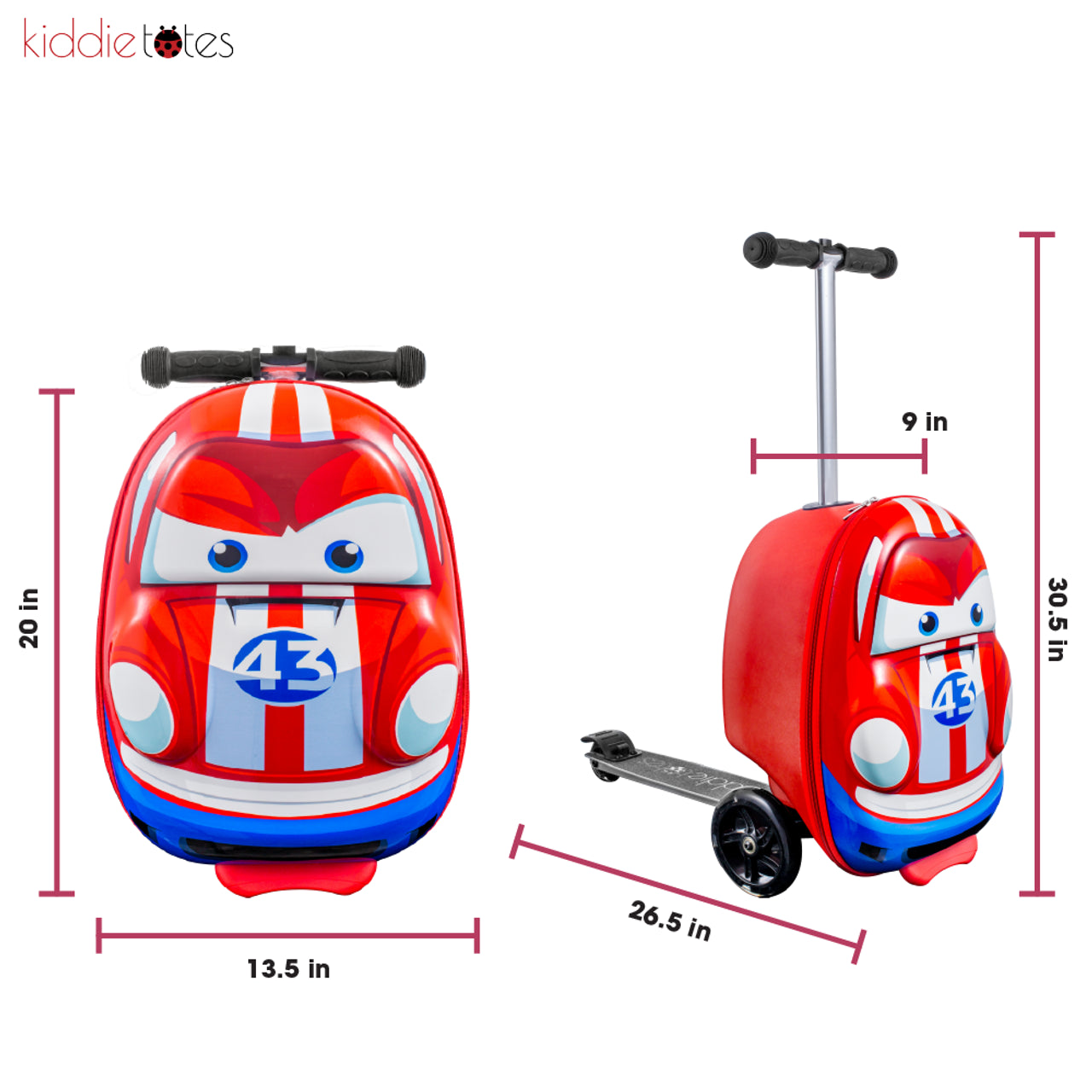 Kiddietotes Race Car Luggage Scooter