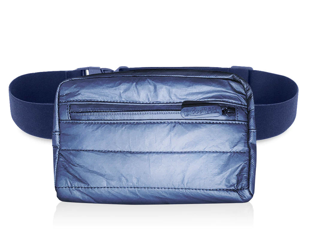 HI Love Puffer Fanny Pack Navy Shimmer